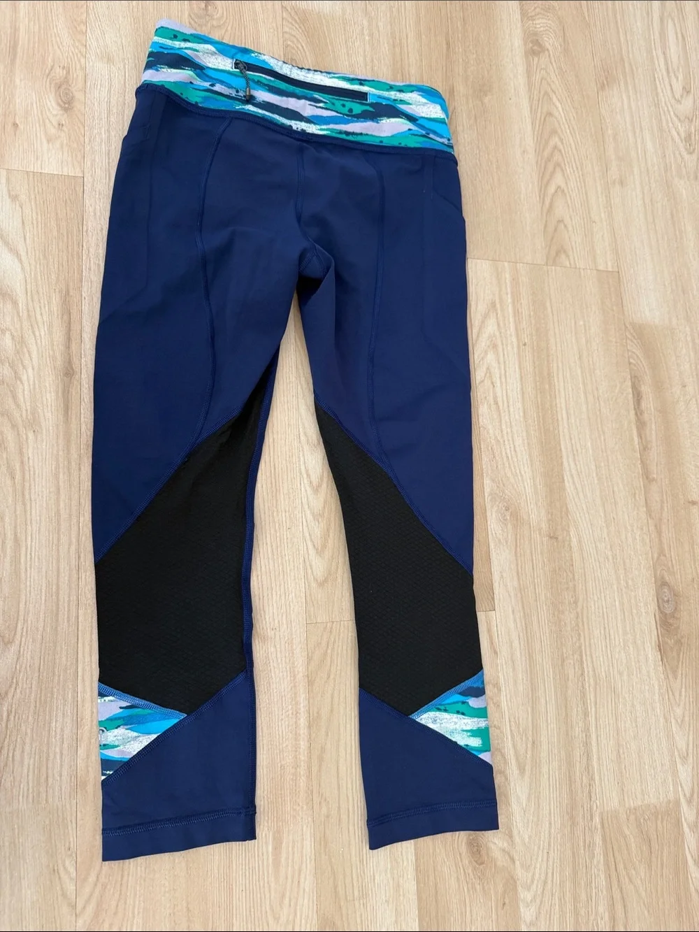 lululemon athletica Navy Capri Leggings with Light Teal Detail